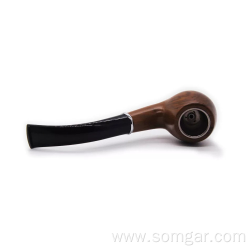 PR071019 Resin Tobacco Pipe Filter Metal Ring Style Smoke Smoking Imitate Wooden Pipe